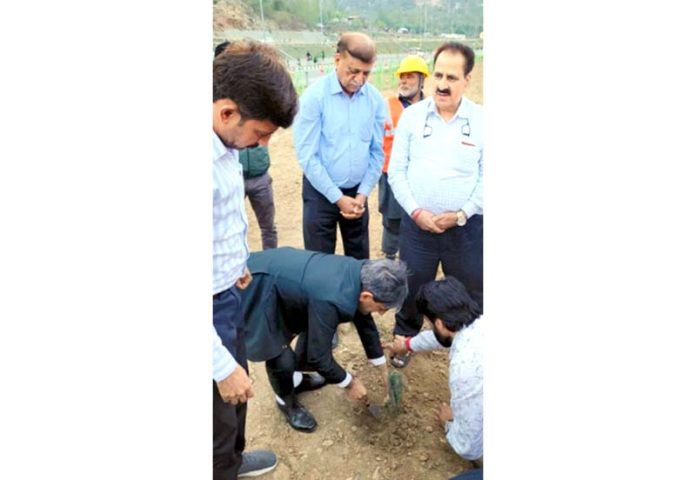 Director CSIR-IIIM Jammu, Dr Zabeer Ahmed planting a Lavender sapling at Banihal along with Ashok Kumar Jain, Advisor, NHAI and other officials.