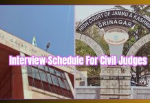 J&K High Court Notifies Interview Schedule For Civil Judges (Senior Division)