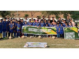 Young budding players posing during AFC Grassroots Football Day at Jammu