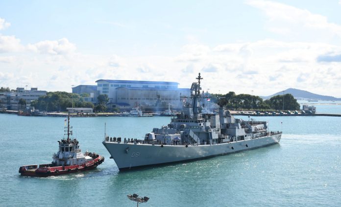 3 Indian Naval ships arrive in Singapore for operational deployment to South China Sea