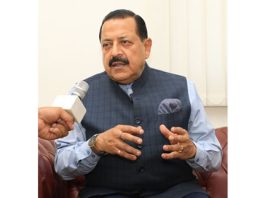 Union Minister Dr. Jitendra Singh speaking to media on Sunday, on the eve of 5th phase polling.