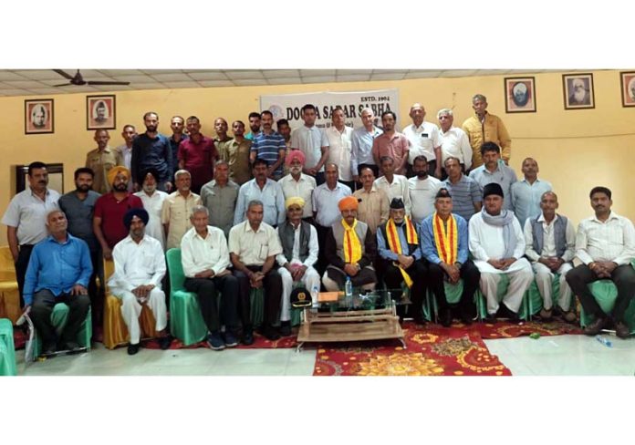 Numberdars and Chowkidars during meeting at Dogra Sadar Sabha office in Jammu.