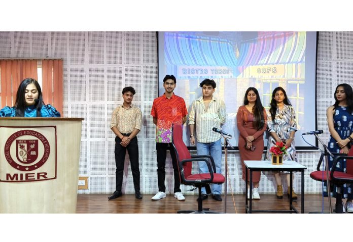 Students presenting some activity during inaugural of Literary Club at MIER College of Education.