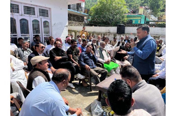 BJP general secretary, Vibodh Gupta addressing a meeting at Mendhar on Wednesday.