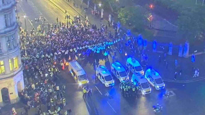 Three officers injured, 40 people arrested after protest in London