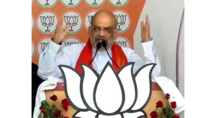 Union Home Minister Amit Shah addressing a rally at Prayagraj in UP on Sunday.