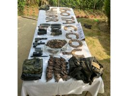 Arms and ammunition recovered in Kupwara.