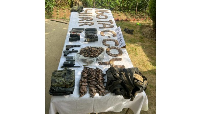 Arms and ammunition recovered in Kupwara.