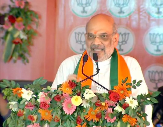 Union Home Minister Amit Shah addressing a rally in Odisha on Tuesday.