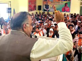 BJP national general secretary Tarun Chugh addressing party workers and supporters in Poonch on Friday.