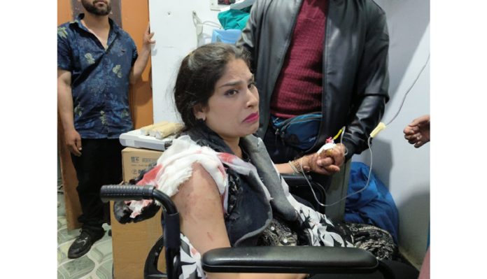 Woman injured in militant attack admitted in hospital. —Excelsior/Sajad Dar