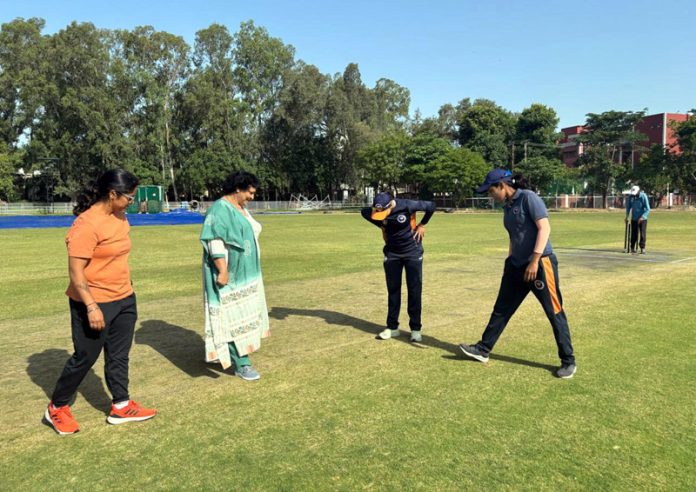 Captains during toss of coin at JKCA Hostel Ground in Jammu on Thursday.