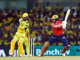 Jonny Bairstow playing a shot in a match against CSK on Wednesday.