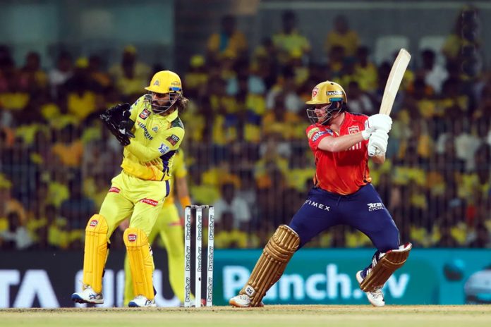 Jonny Bairstow playing a shot in a match against CSK on Wednesday.