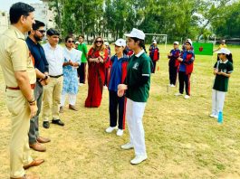 Dignitaries interacting with players during a friendly match at Jammu.