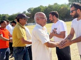Guests interacting with players before a match at DPS Ground, Udhampur.