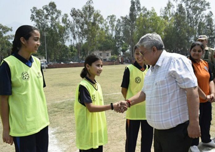 District Development Commissioner Vishesh Mahajan interacting with players in Reasi.