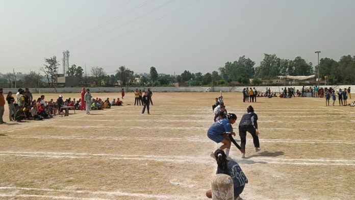 Players in action during a Kho Kho match despite scorching heat in Samba on Wednesday.
