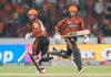Travis Head & Abhishek Sharma running between the wickets in a match against LSG.