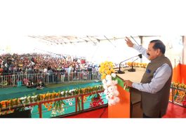 Union Minister Dr. Jitendra Singh addressing a massive public rally in Bongaon Lok Sabha constituency near Kolkata on Tuesday.