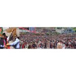 NC president Dr Farooq Abdullah addressing large public rally at Kotranka in Rajouri.