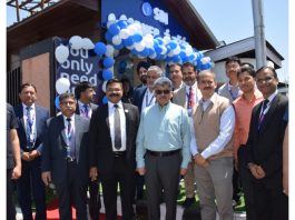Chief Secretary, Atal Dulloo posing for a photograph after inaugurating SBI e-Corner on Tuesday.