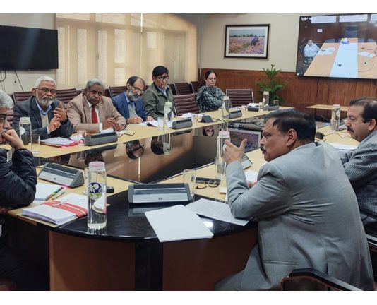 Chief Secretary Atal Dulloo chairing a meeting on Friday.
