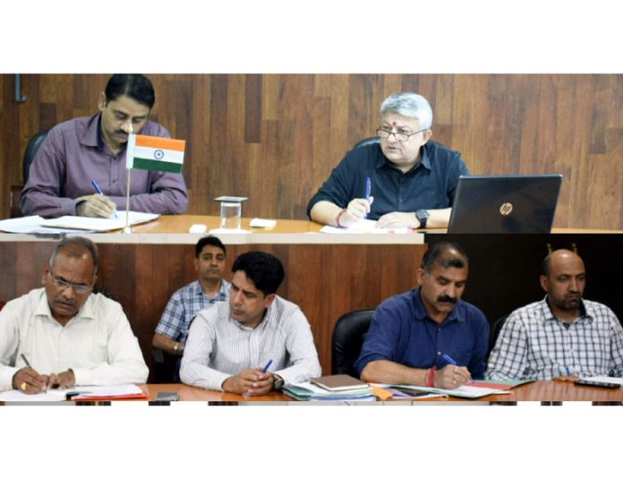 DDC Reasi Vishesh Mahajan chairing a meeting on Wednesday.