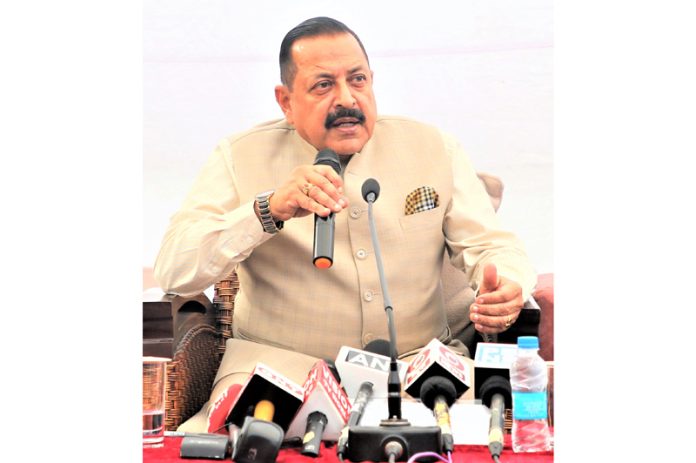 Union Minister Dr. Jitendra Singh briefing the media about 5th phase polling.