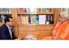 LG Manoj Sinha meeting with former CEO Niti Aayog Amitabh Kant at Raj Bhawan.