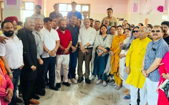 Senior BJP leader, Kavinder Gupta at a meeting of ‘Shakti Kendra Pramukhs' and other activists in Jammu.