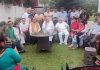 NC president Dr Farooq Abdullah in a meeting with a delegation of Kashmiri migrants.