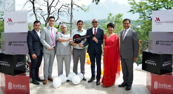 Dignitaries during the launch of Katra Marriott Resort & Spa in Katra Town on Friday.