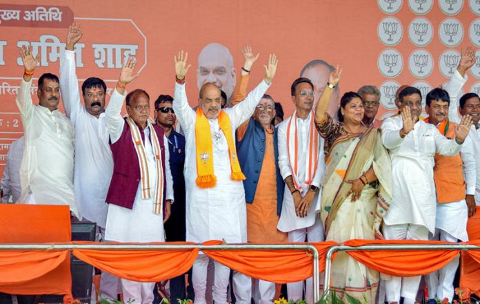 Union Home Minister Amit Shah addressing a public rally at Bareilly on Thursday.