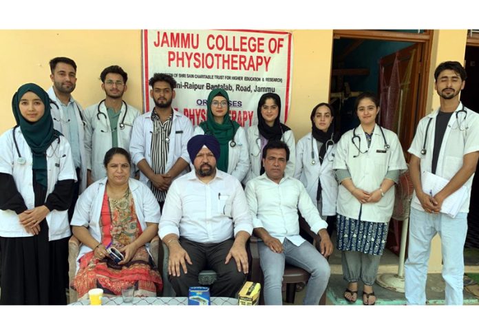 Doctors and staff of JCP at a free camp in Nardani on Friday.