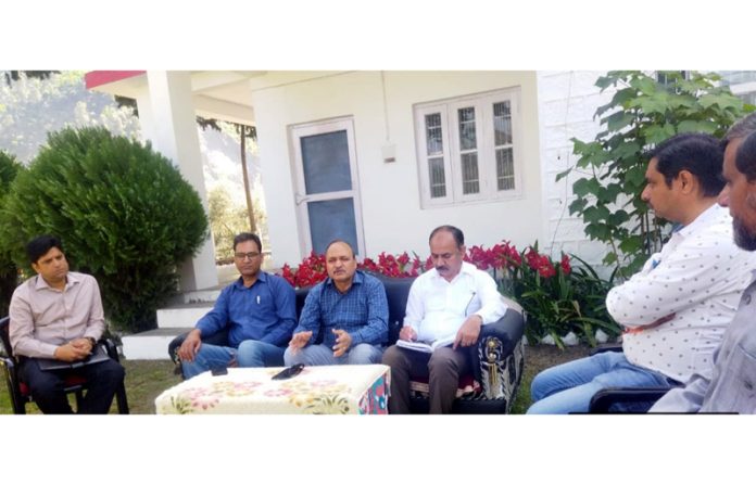 Director Horticulture Chaman Lal Sharma chairing a meeting on Sunday.