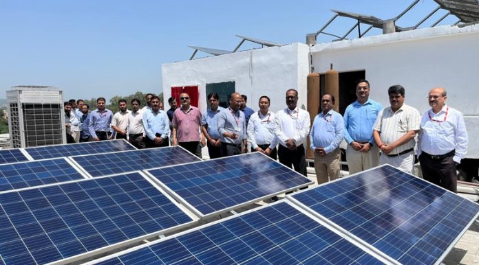 Ramesh Mukhiya, Managing Director, CVPPPL inaugurating rooftop solar plant in Jammu on Thursday.