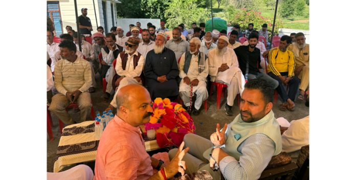 BJP vice president, Yudhvir Sethi addressing a meeting at Mendhar in Poonch district on Tuesday.