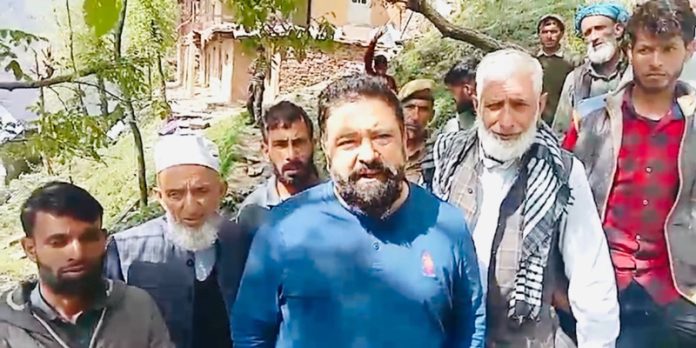 Ex-MLA Poonch Ajaz Jan during visit to upper areas of Mandi on Thursday.