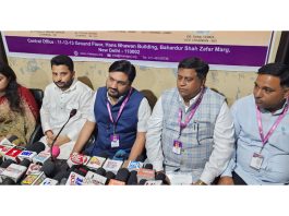 Members of MSME PCI addressing a press conference at Jammu on Monday. -Excelsior/Rakesh