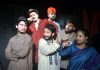 Artists staging a play at Natrang Studio in Jammu on Sunday.