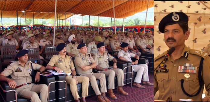 DGP R R Swain addressing the officers at Reasi on Tuesday.