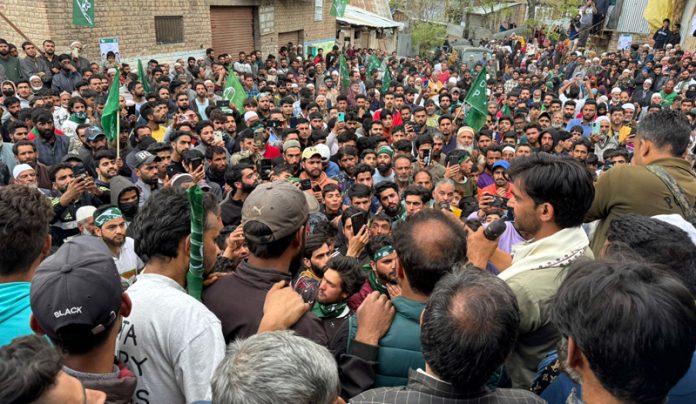 PDP parliamentary candidate for Srinagar-Pulwama constituency, Waheed Ur Rehman Parra during a road show in Pulwama district.