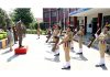 Brig PS Cheema taking the salute from the NCC cadets in Udhampur on Tuesday.