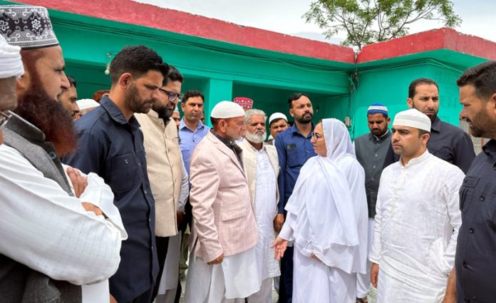 J&K Waqf Board Chairperson Dr Darakhshan Andrabi during visit to Peer Chhote Shah shrine at Sakhi Maidan in Mendhar.