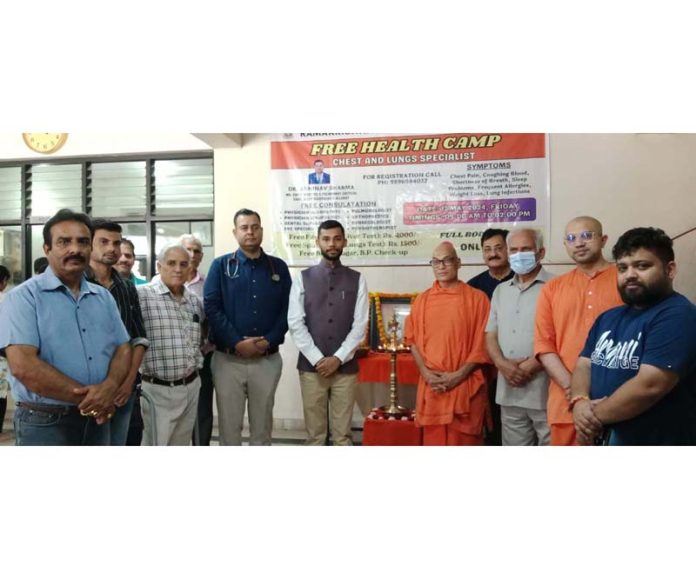 Nitish Rajora, SDM of Jammu North along with the members of Ramakrishna Mission during a function held in Jammu on Friday.