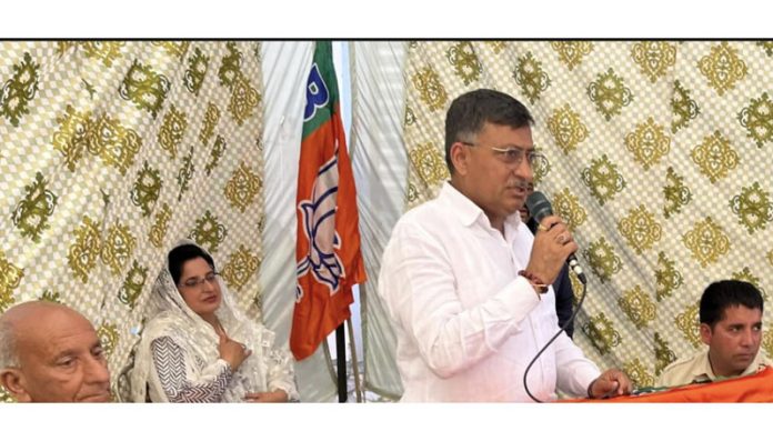 BJP general secretary, Vibodh Gupta addressing a public meeting at Surankote on Friday.