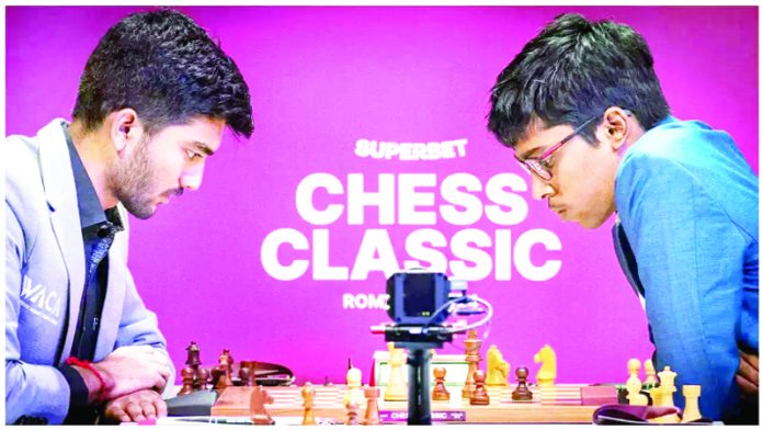Players displaying keen interest during a chess game.
