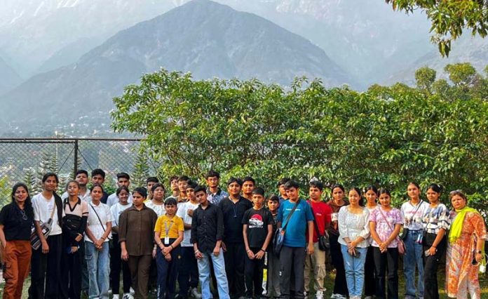 A group of trekkers at Church of St. John in the Wilderness at Mcleodganj.