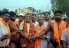 Dignitaries introducing wrestlers before the match at Ramnagar, Udhampur on Tuesday.